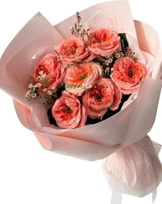 Букет из пионовидных роз «Персиковый сорбет»